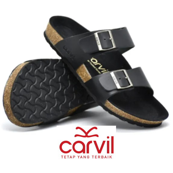 Terlaris Carvil Sandal Pria Colorado Kulit Sintetis I Sendal Slide Pria Warna Hitam