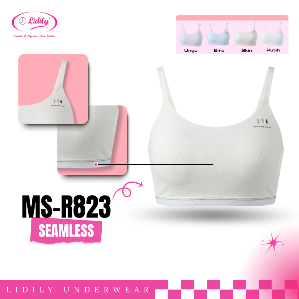 LIDILY - BH Remaja Step 1 MS R823 Seamless Tanpa Kawat + Busa Tipis | Tali Adjustable