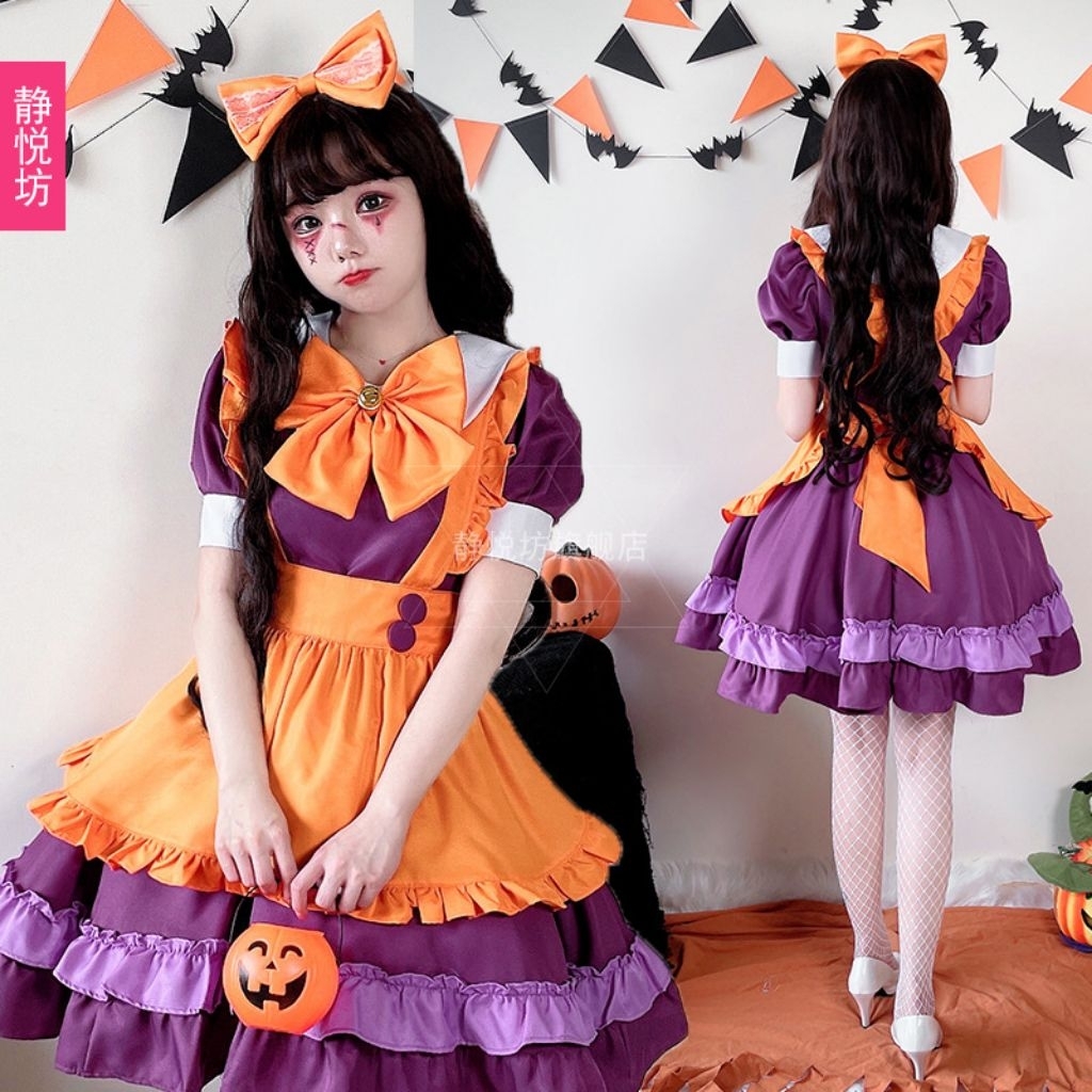 [ICEWAY] Cosplay Lolita Waloli Halloween Maid Kostum Costume Short Yukata Pendek Rok Jepang