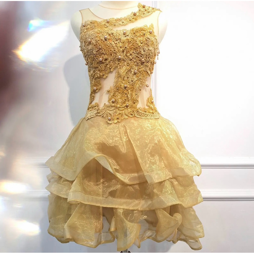 Mini dress gold sweet 17th size S BiG SALE PROMO