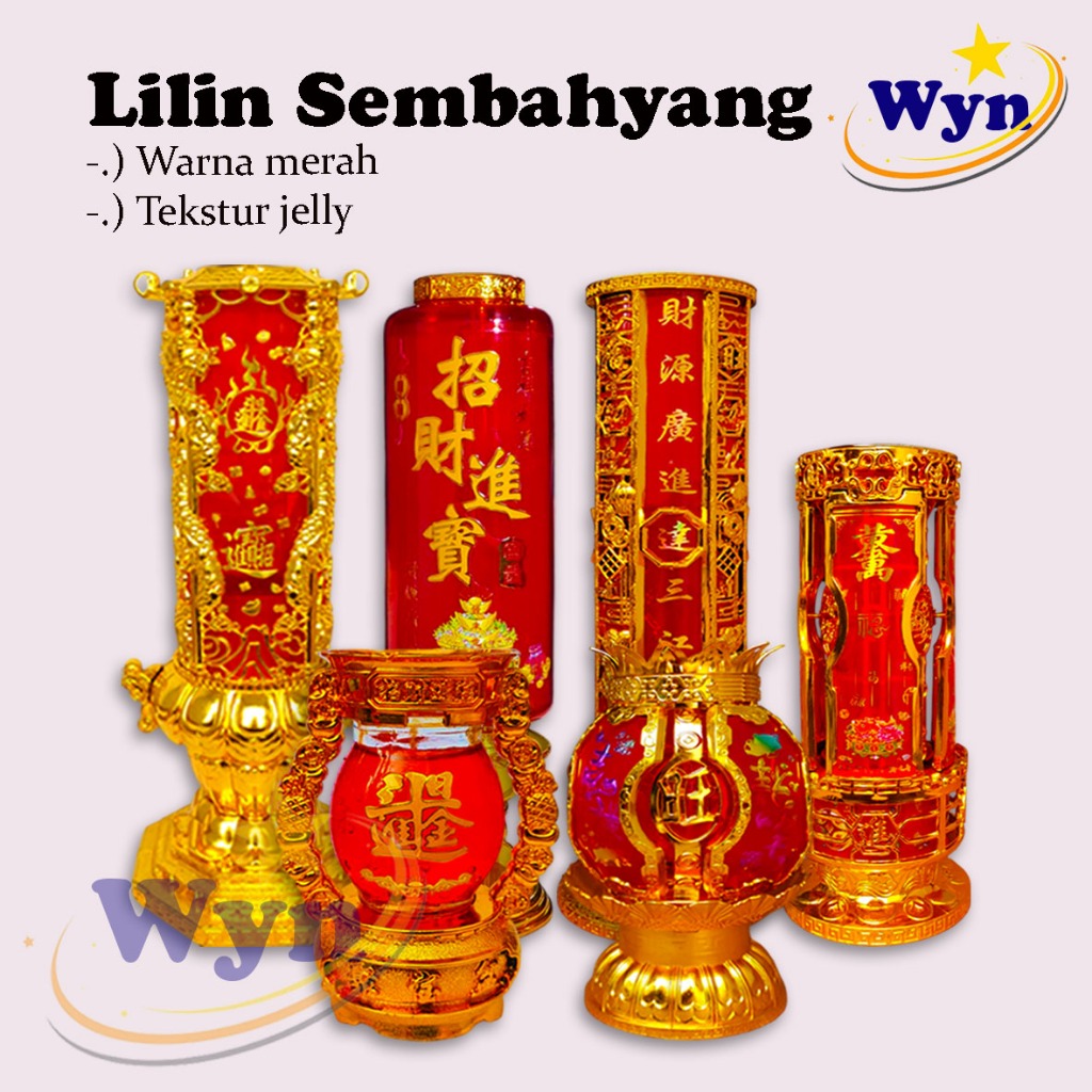 Lilin Jelly Sembahyang Motif / Lilin Jelly Merah Gelas Sembahyang Imlek