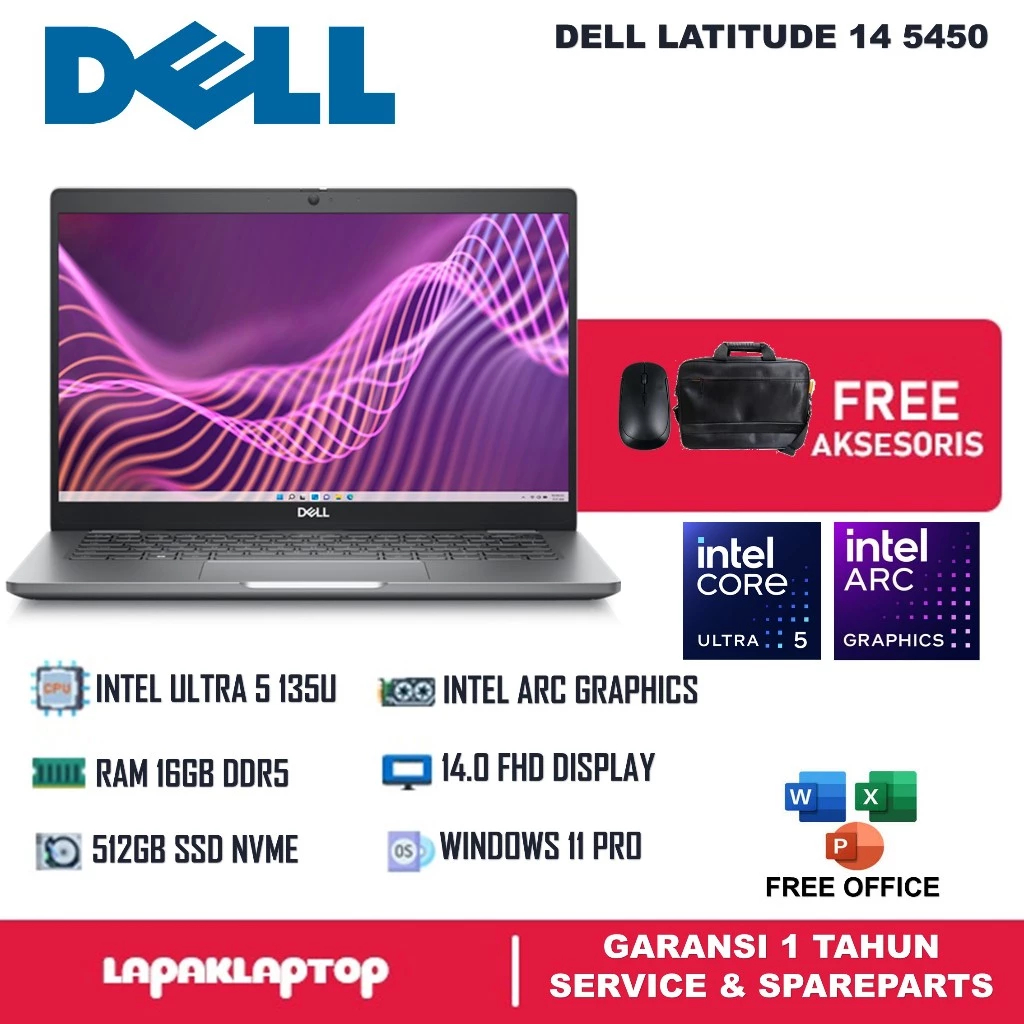DELL LATITUDE 14 5450 INTEL ULTRA 5 135U 16GB DDR5 512GB 14.0 FHD IPS WINDOWS 11PRO GREY