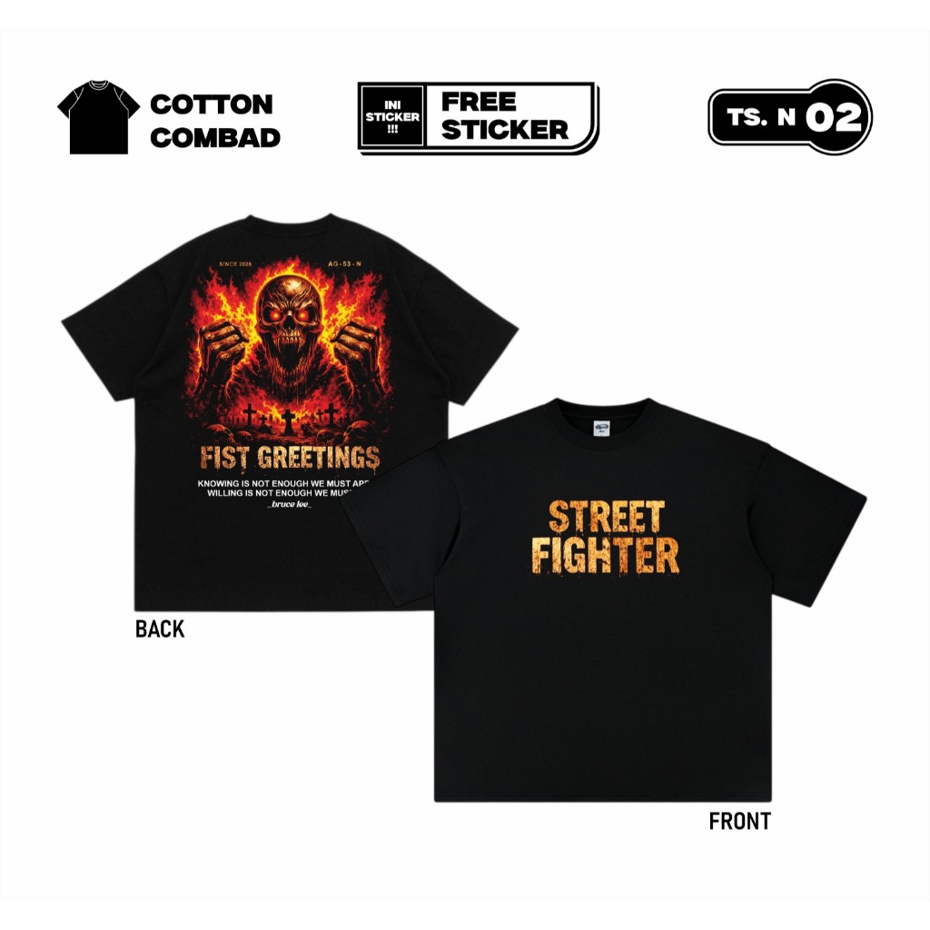 Kaos Street Fighter Desain Baju Distro Singlet Boxing Netral Umum Terbaru Original Cotton Combed Pre