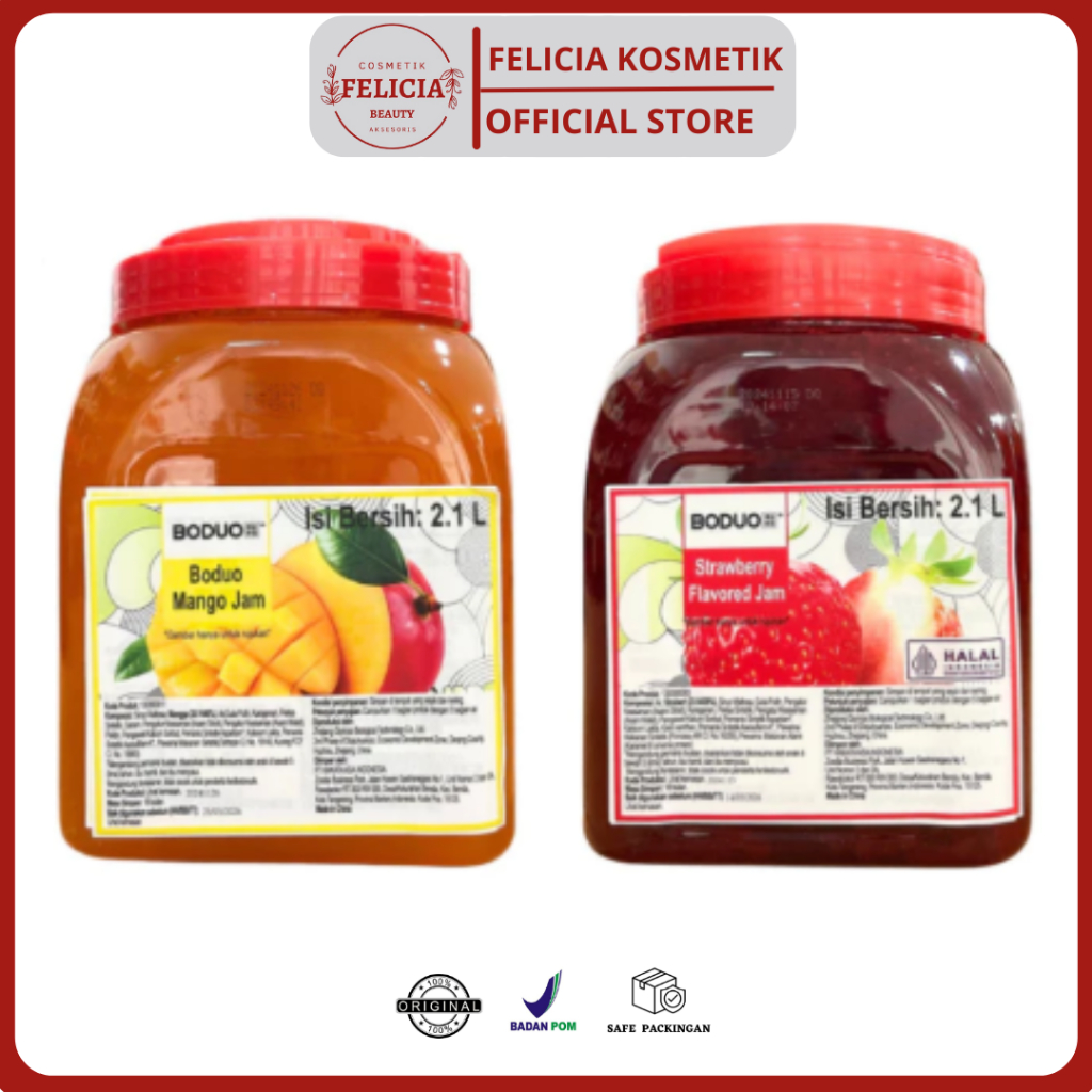 BODUO - Strawberry Flavored Jam Boduo 2.1L – Puree Buah Serbaguna untuk Topping, Olesan & Minuman