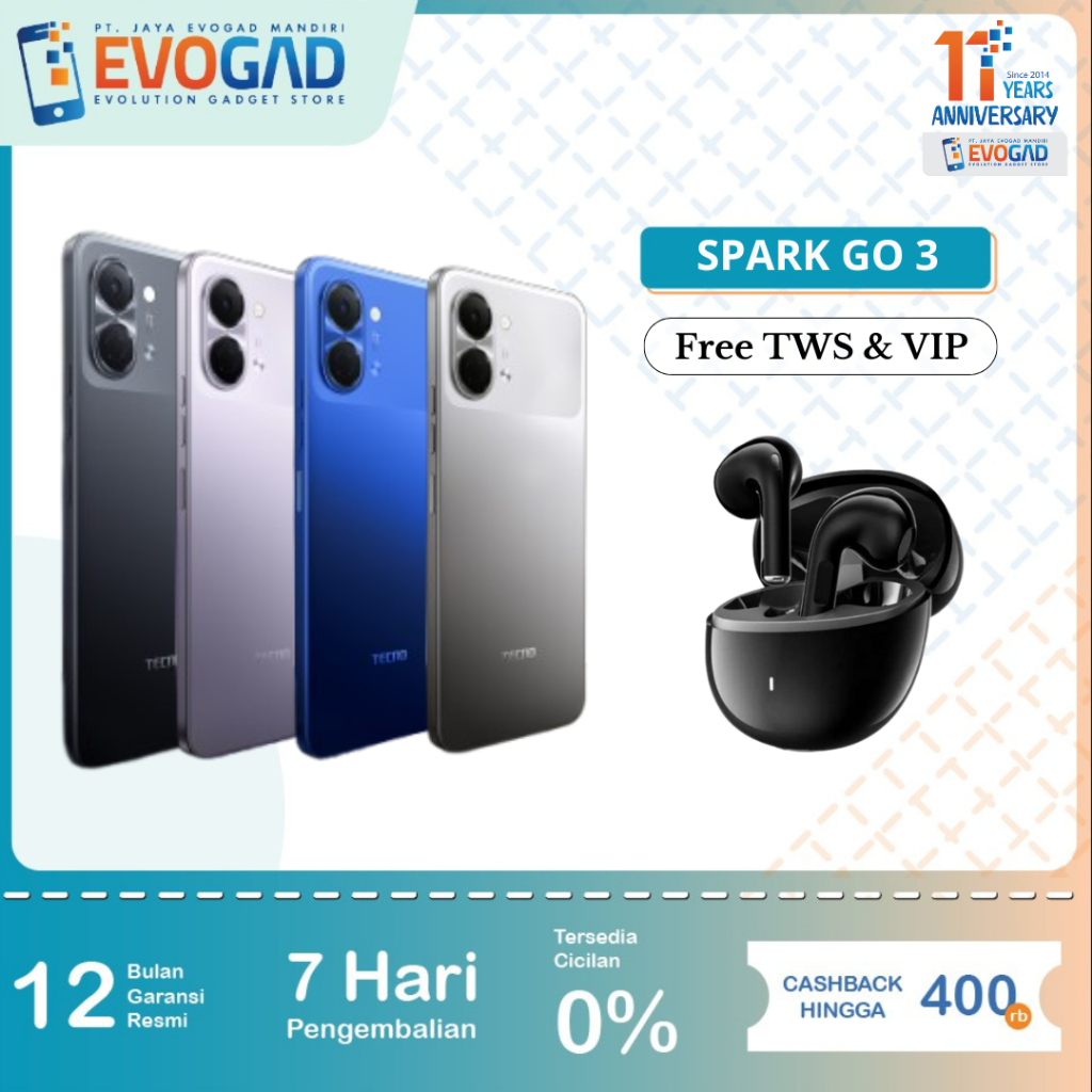 Tecno Spark GO 3 4/64GB, 4/128GB IP64, 6.75" HD+, 120Hz Smooth Display, 5000mAh, 15W Charging | Gara