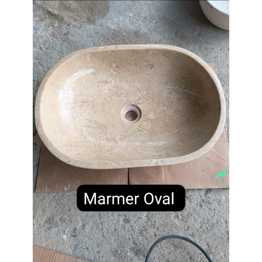 Wastafel marmer oval ukuran Panjang 60cm/ wastafel cuci tangan/ wastafel marmer glossy/ wastafel mar