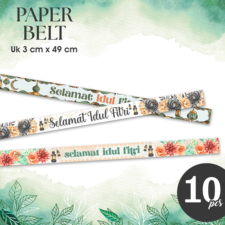 (10 Pcs) Paper Belt Parcel Idul Fitri | Selempang Hampers Idul Fitri | Label Parsel Idul Fitri