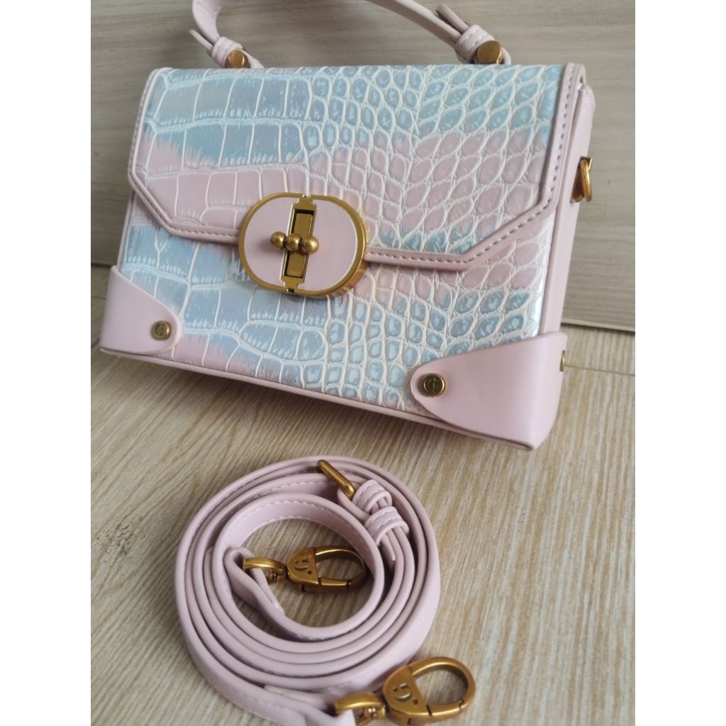 Tas Gusachi Pink corak/Tas Selempang/Tas Bahu/Tas Tangan/Tas Gusachi Pesta/Tas Kecil/Tas Kekinian