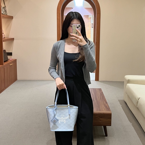 Tas MCM MONOGRAM BLUE SKY MINI TOTE BAG 100% ORIGINAL