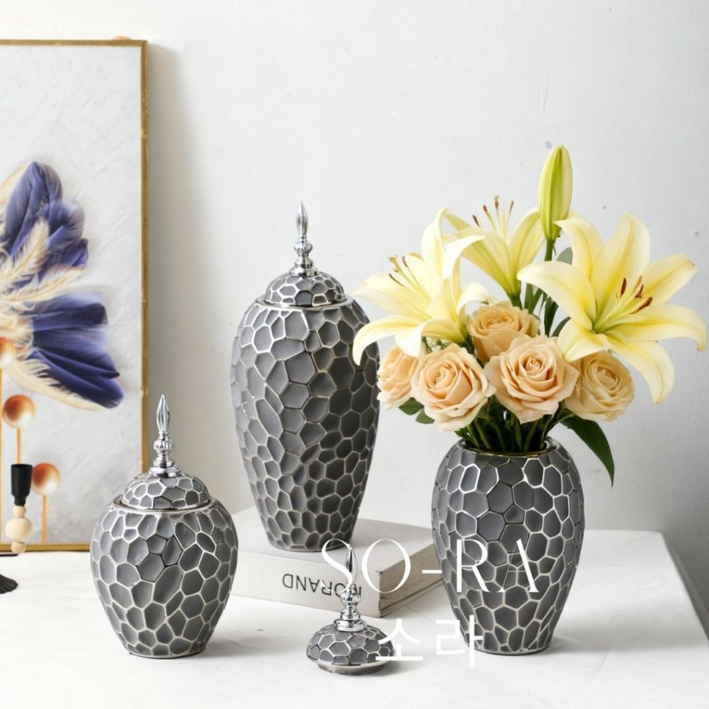 Vas Bunga Mediteranean | Vas Bunga Mediterania Keramik Besar Premium Vas Bunga Kaca Vas Minimalis Ae