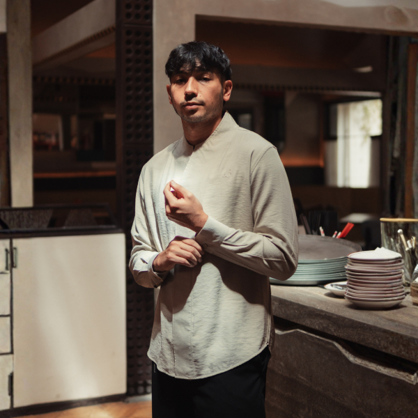 BASTOH Nayef Khaki Baju Koko Pria Dewasa Lengan Panjang