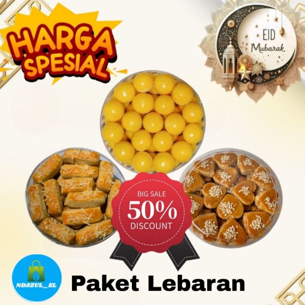 Paket 3 Toples Kue Nastar Kue Kastengel Kue Kacang Premium Masing Masing 250 Gram