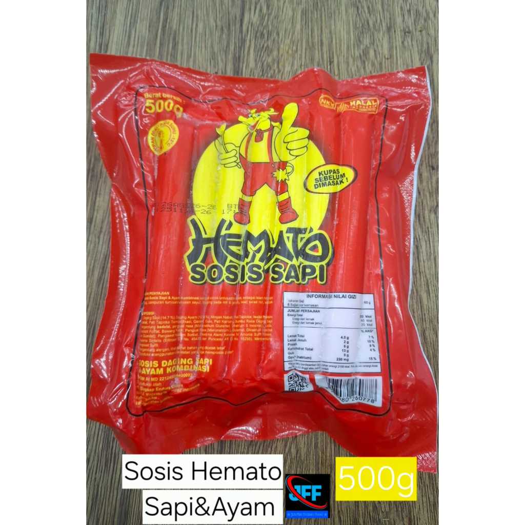 HEMATO Sosis Sapi 500gr Bahan Daging Sapi Dan Ayam 500gr Merah