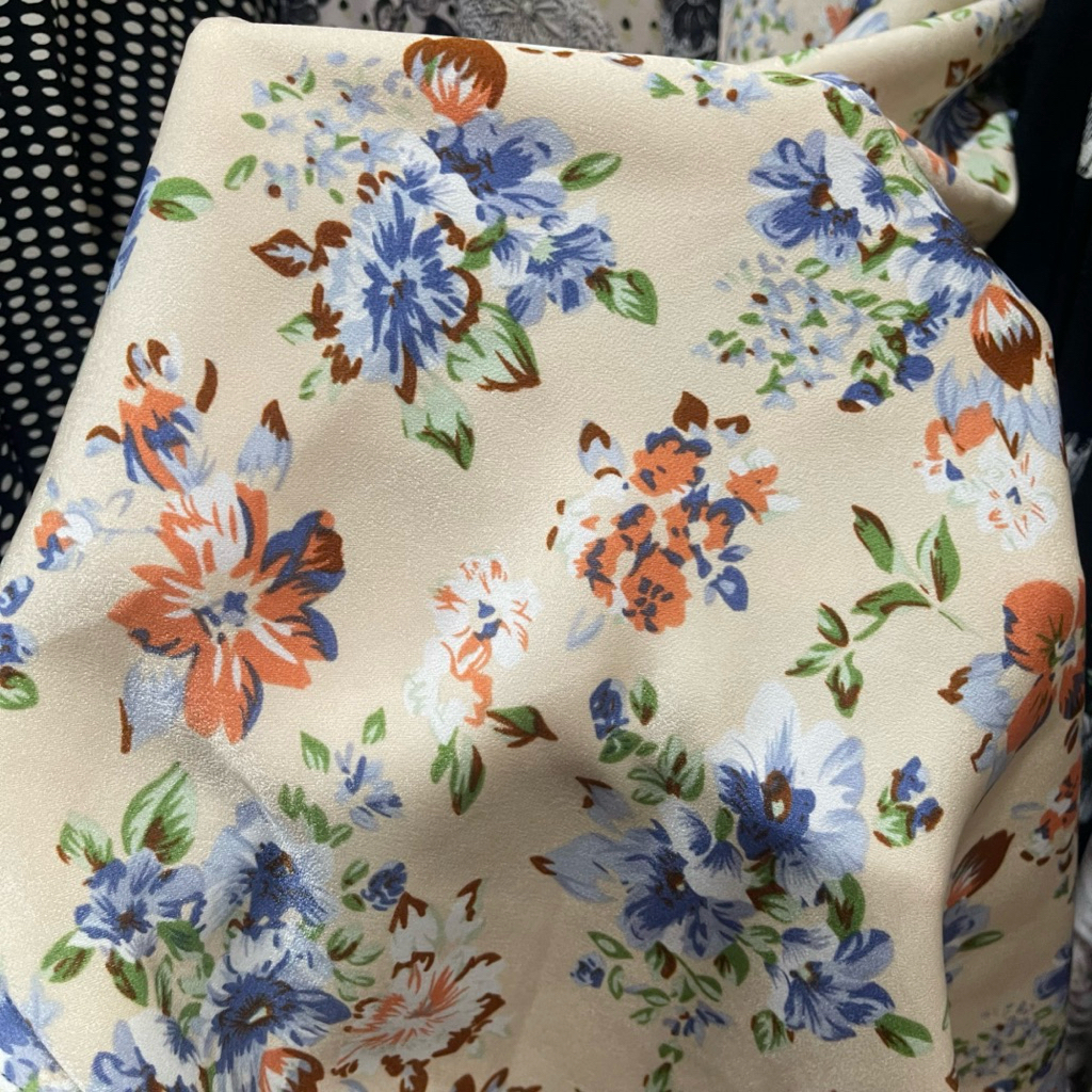 kain silk motif - kain satin santorini motif bunga premium - kain santorini silk - kain silk luxury 