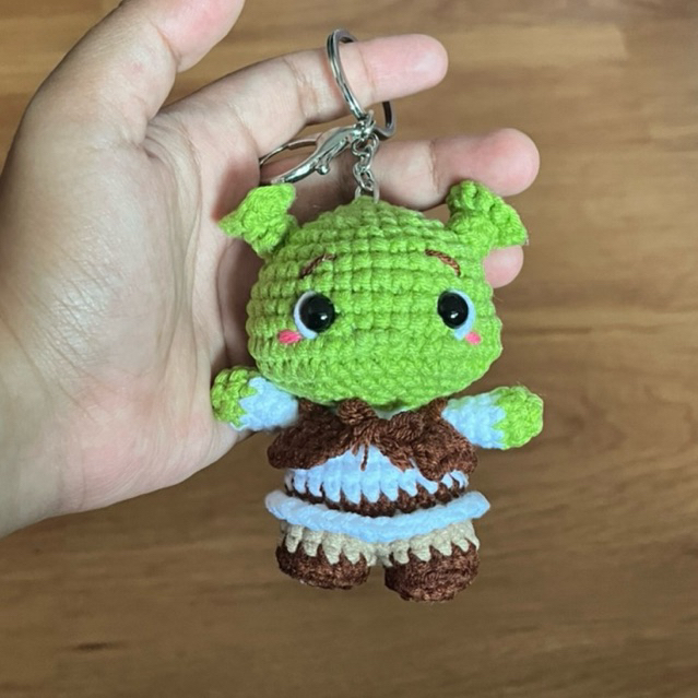 amigurumi charm bag shrek, boneka rajut shrek gantungan tas