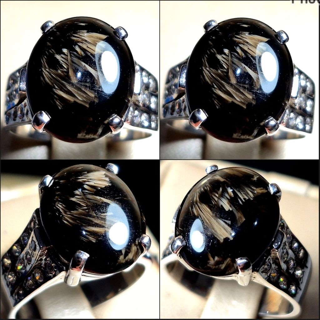 Bulu Macan Lumajang Natural Bassaltic Glass BML Ring Silver Perak