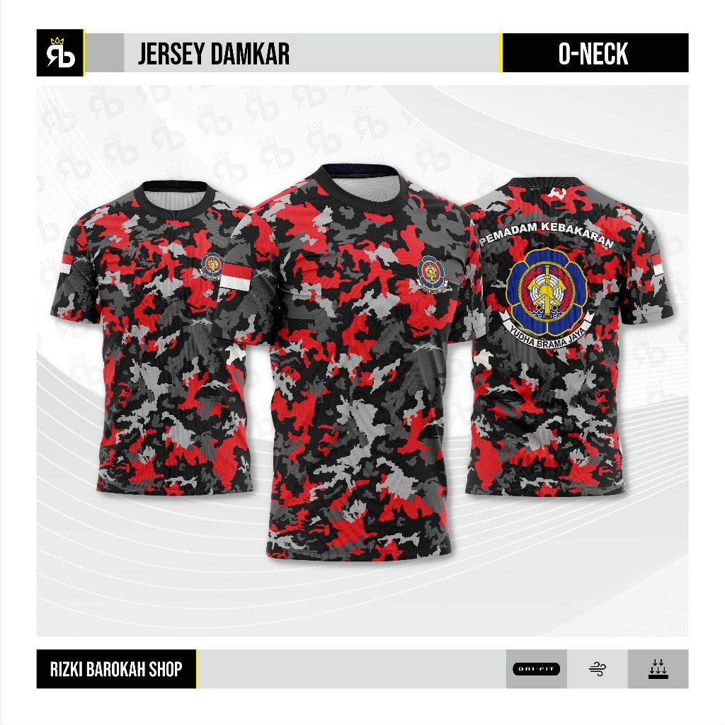 JERSEY OBLONG DAMKAR LORENG FULL PRINT/KAOS DAMKAR FULL PRINT /JERSEY SANTAI DAMKAR/SERAGAM KEBAKARA