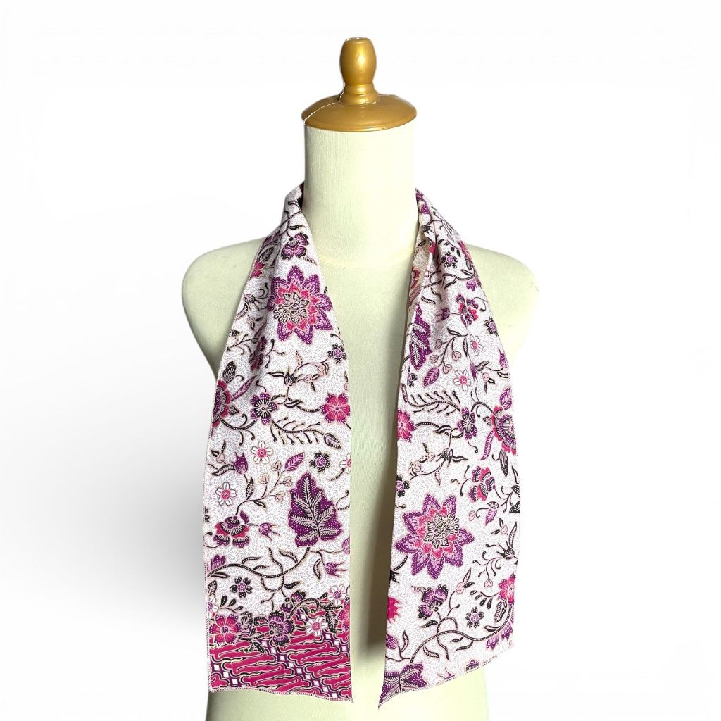 Aksesoris Syal Batik Dasi Ungu Souvenir Khas Indonesia