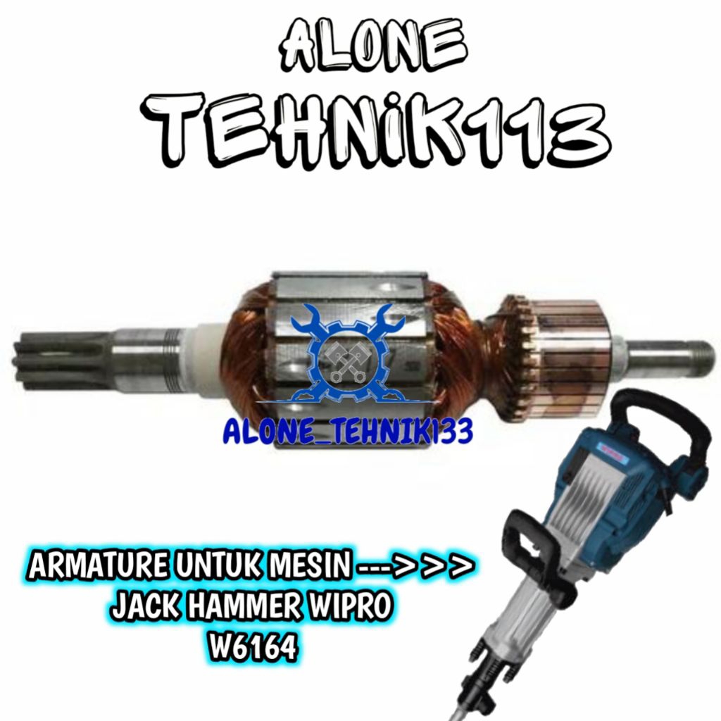 ARMATURE WIPRO W6164 ANGKER MESIN DEMOLITION JACK HAMMER WIPRO W6164 ROTOR DINAMO UNTUK MESIN DEMOLI