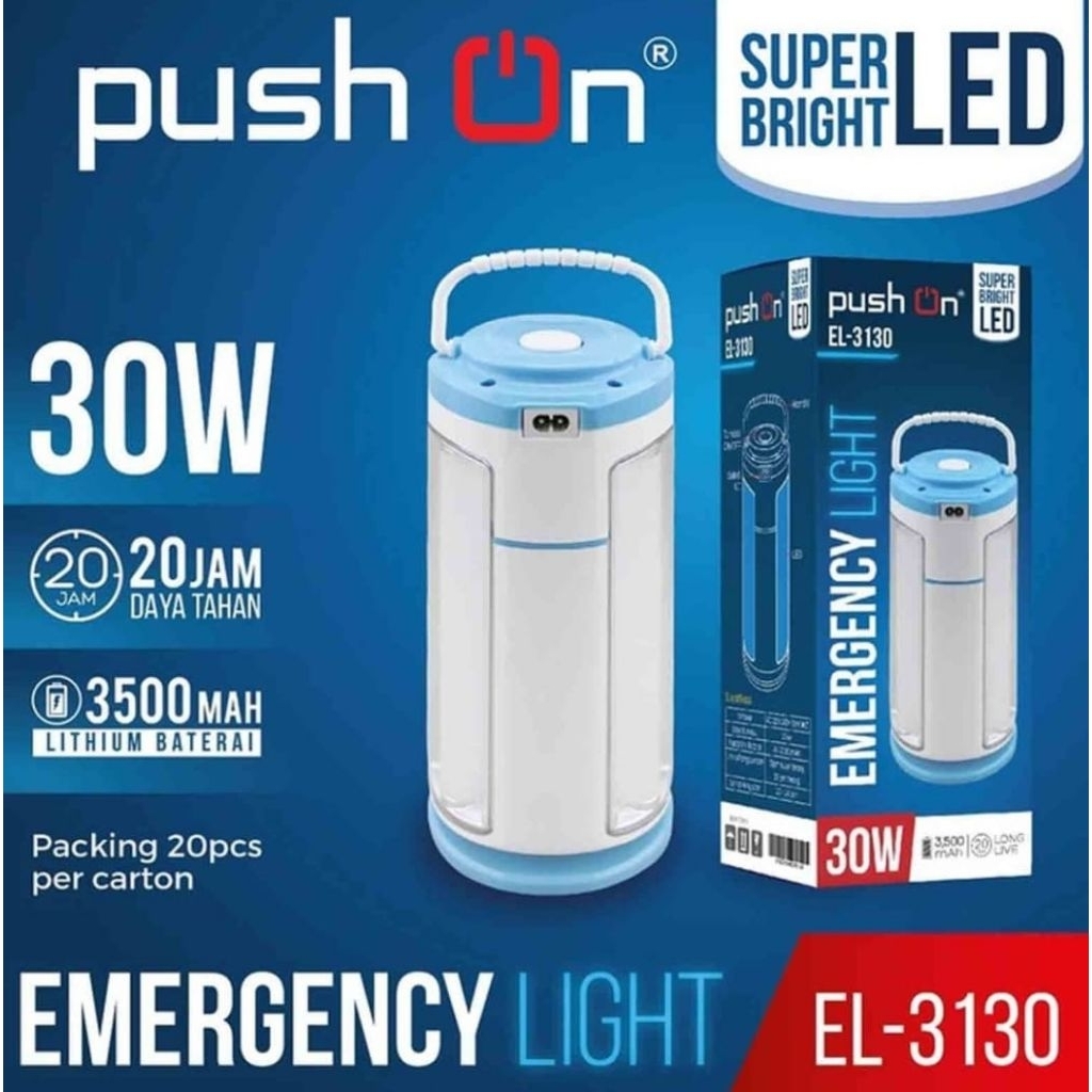 Push On EL-3130 Lampu Emergency LED 30W Senter Darurat Lithium 3500mAh Tahan 20 Jam