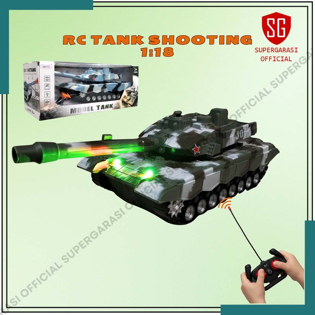 Rc Tank Mobil remote control Military Shooting Mainan anak