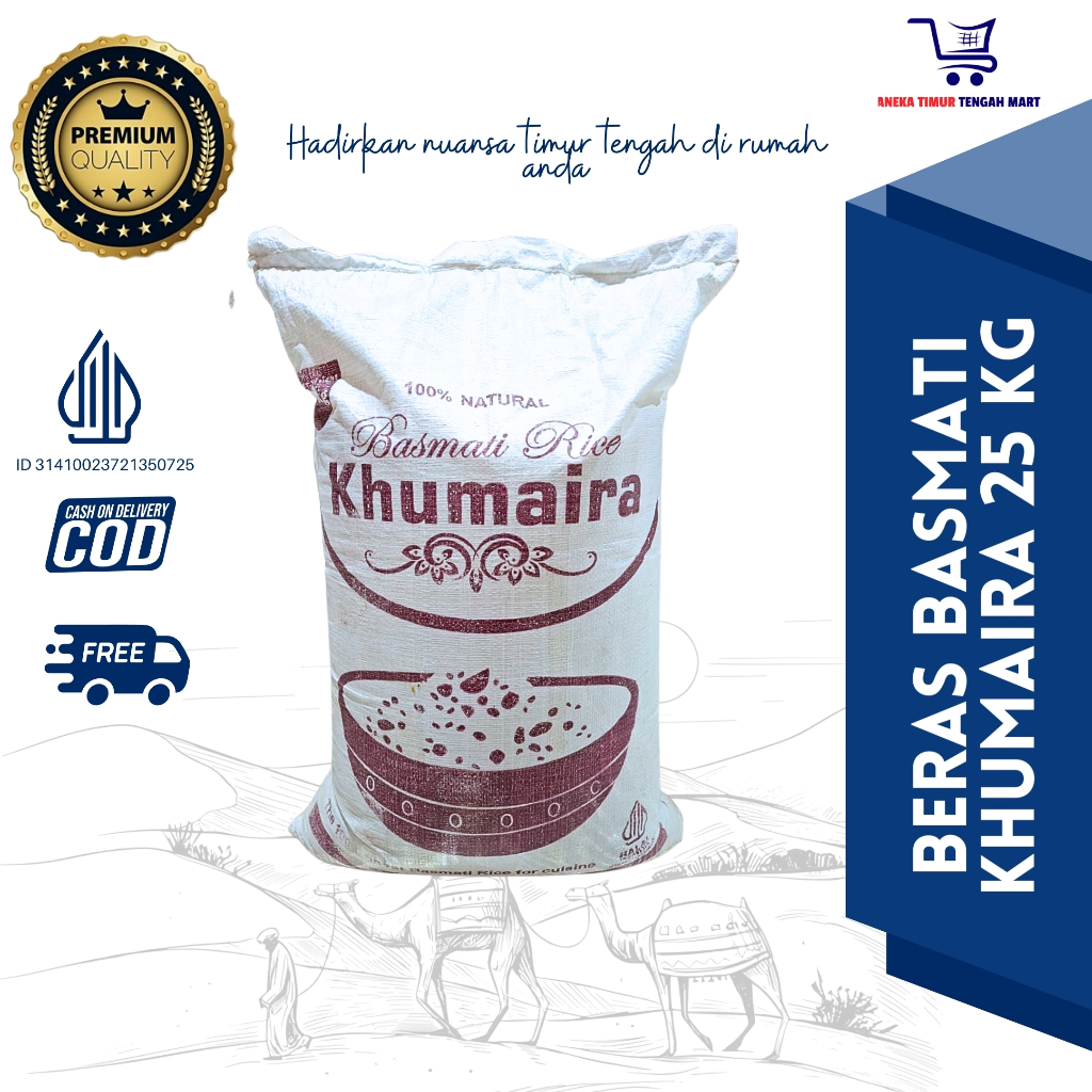BERAS BASMATI KHUMAIRA / KEMASAN WARNA COKLAT / 100% NATURAL BERAS BASMATI/ BERAT 25KG