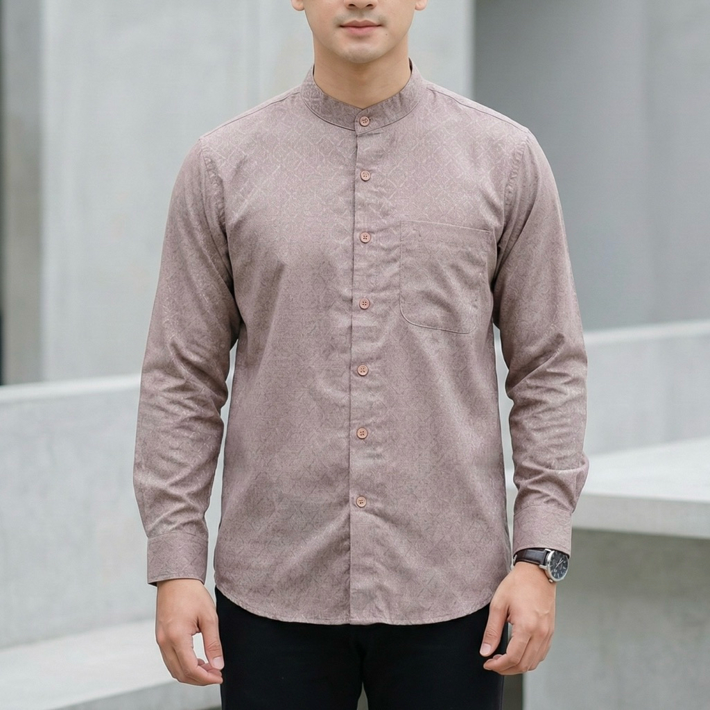 Baju Kemeja Koko Kemko Lengan Panjang Bahan Katun