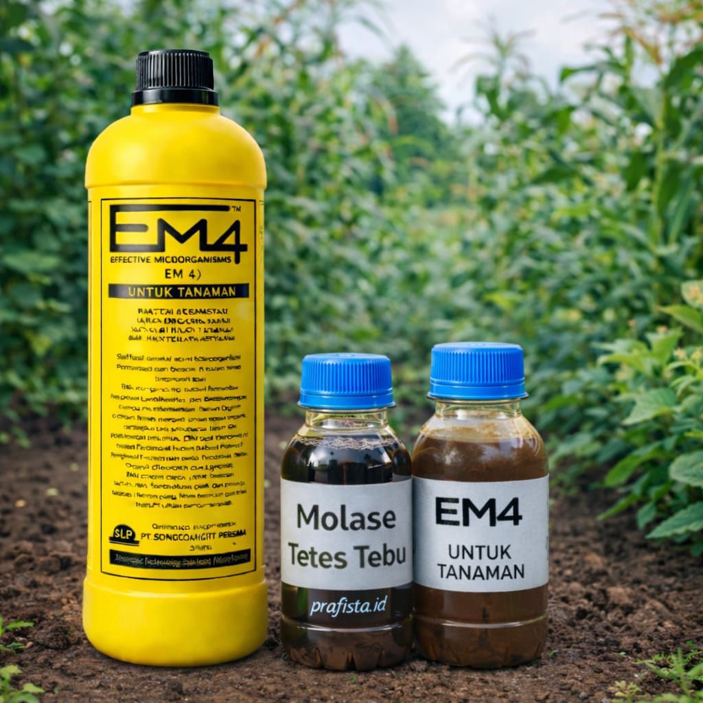 Molase + EM4 pertanian / M4 pupuk tumbuhan tetes tebu 100% ASLI kemasan repack