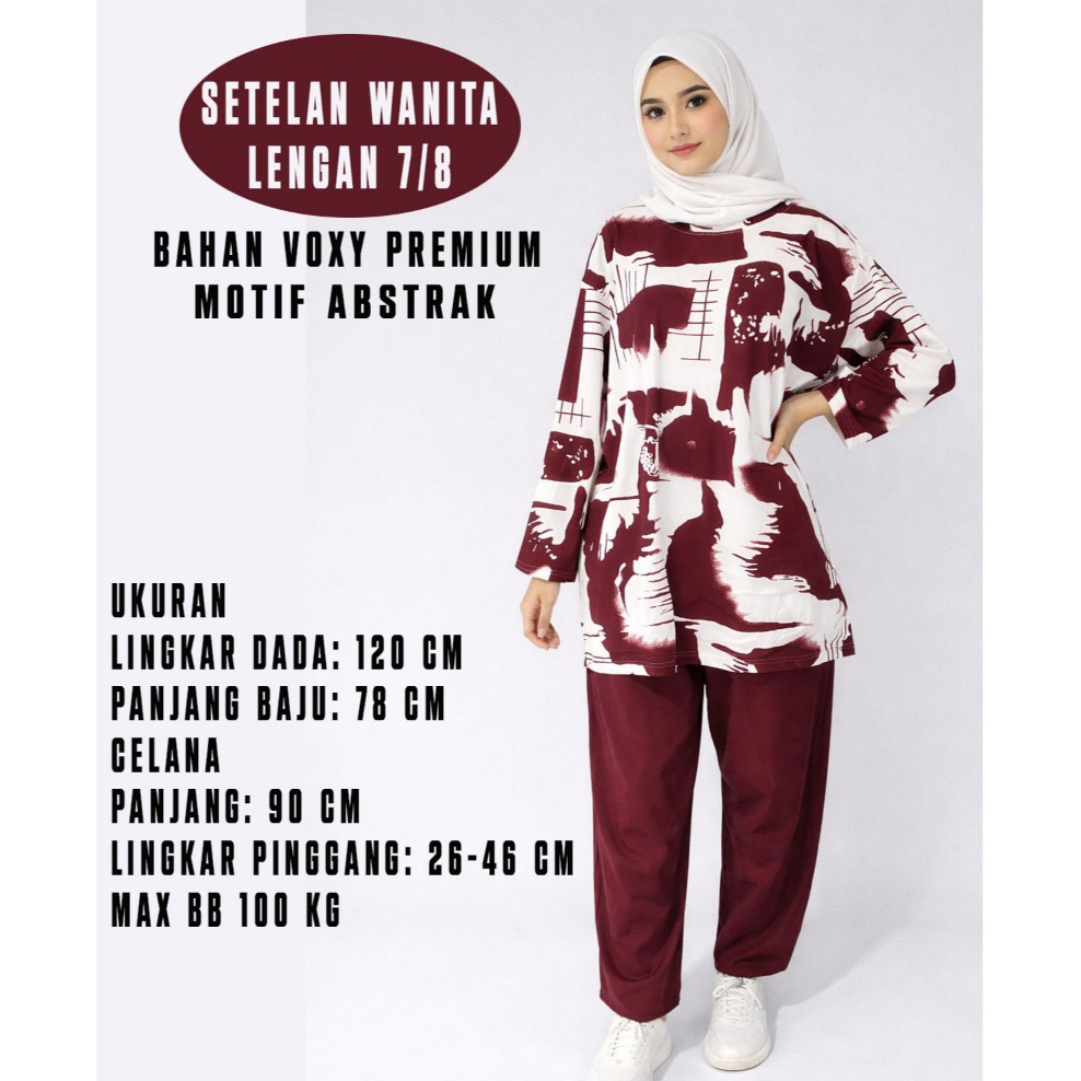 Setelan wanita ld 120 lengan 7/8 bahan voxy