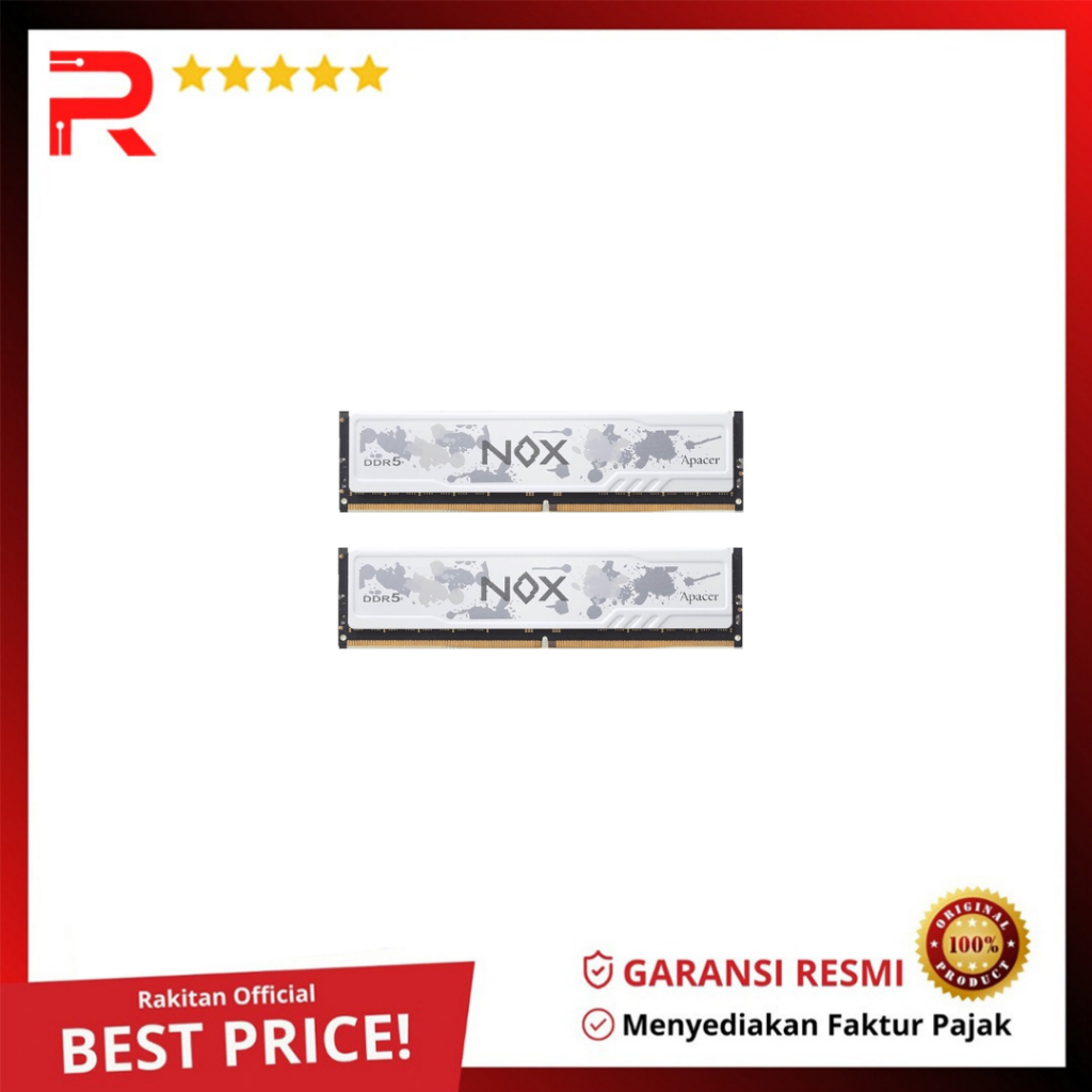Apacer DDR5 NOX White PC48000 6000Mhz 64GB DDR5 APACER 64 GB (2x32GB) Dual Channel AH5U64G60C622MWAA