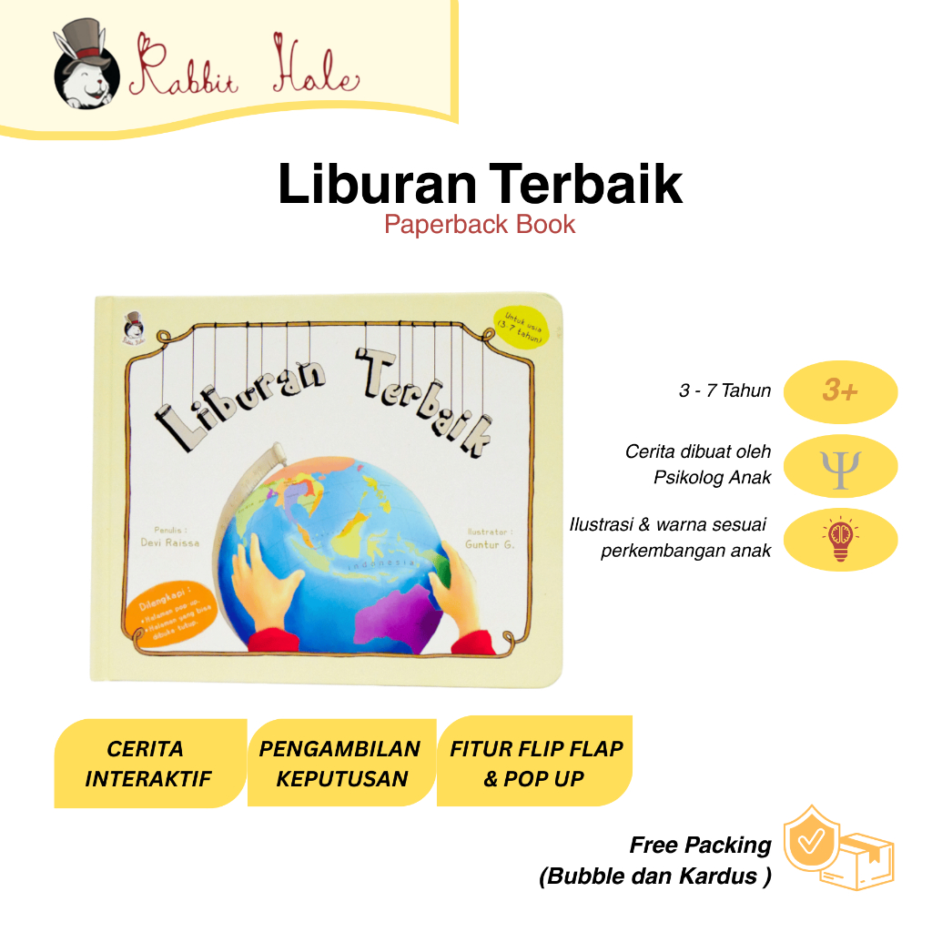 Rabbit Hole - Buku Cerita Anak Liburan Terbaik - Paperback Flap Book Usia 3-7 Tahun Belajar Huruf & 