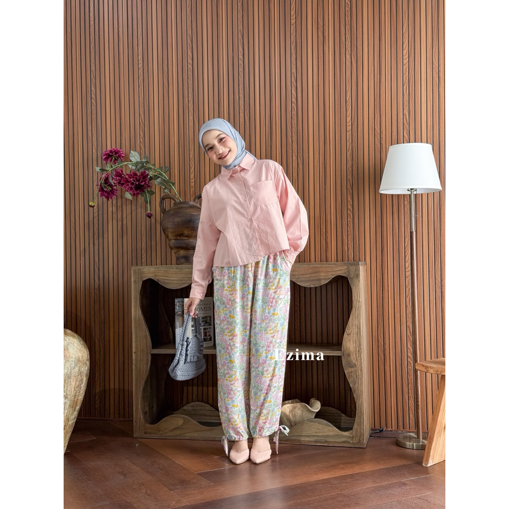 EZIMA - ALOVA  FLORAL PANTS a line skirt korean style panjang rok wanita rok hitam panjang rok motif