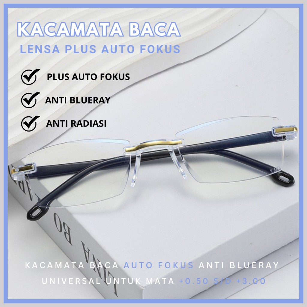 Kacamata Baca Plus Anti Radiasi Blueray Lensa Auto Fokus Kaca mata Wanita Pria Original