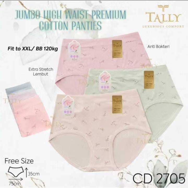 CD TALLY 2705 BAHAN KATUN BAMBUU MOTIF BUNGA JUMBO - TALLY CD 2705 JUMBO HIGH WAIST - CELANA DALAM W