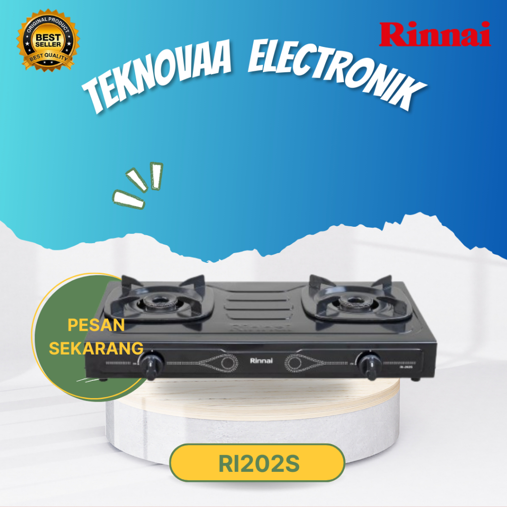 RINNAI KOMPOR GAS 2 TUNGKU RI 202S Kompor Gas/RI-202S/RI202S/202S/RI 202 S/ORIGINAL RINNAI/GARANSI