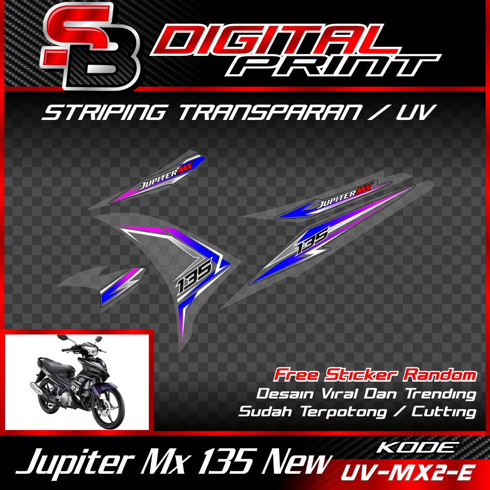 Striping transparan jupiter mx new 135 - striping custom mx new 135 bahan uv transparan