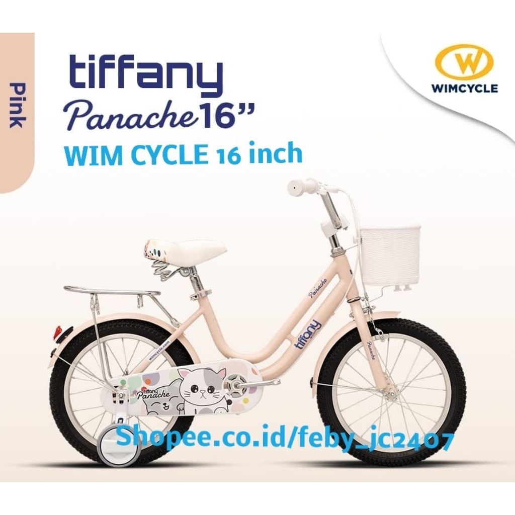 Sepeda mini anak cewek keranjang 16 inch Wim Cycle wimcycle Yuna Tiffany dan  elena strawberry