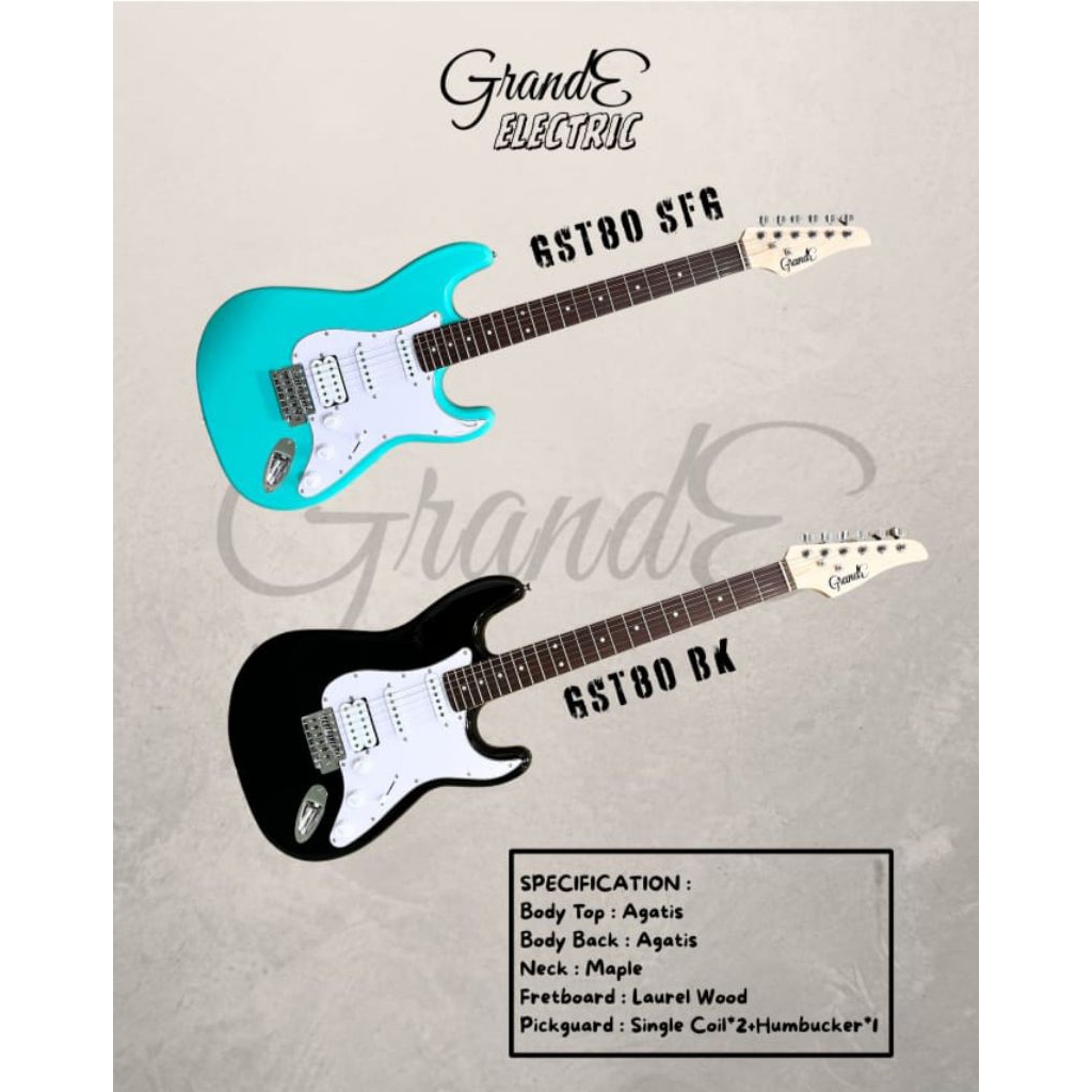Grande listrik GST80 Gitar Elektrik strotocaster Grande Original gat-80