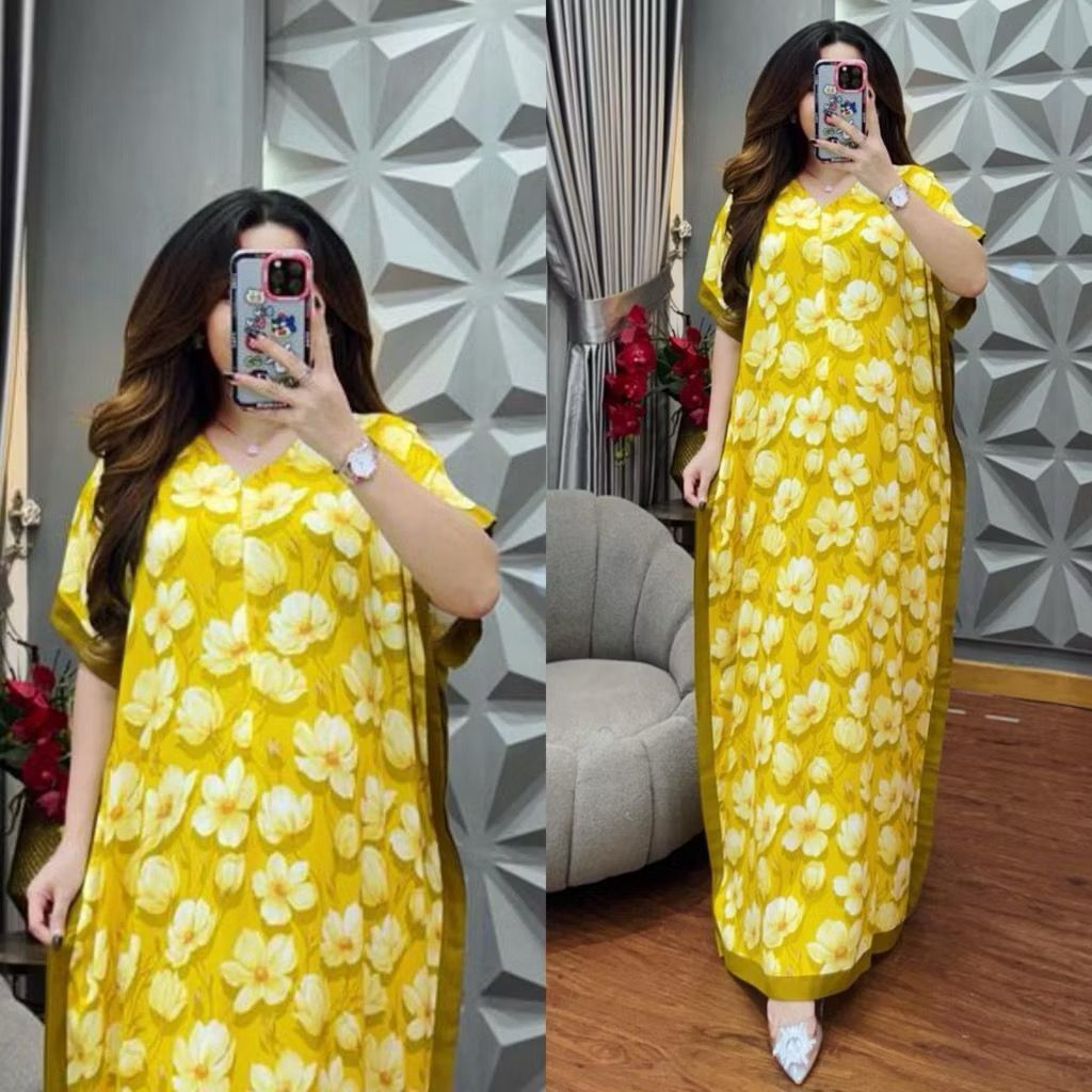 ALEYA KAFTAN RAYON SELETING AKTIF LENGAN PENDEK // KAFTAN WANITA KEKINIAN OOTD // KAFTAN MOTIF TERBA
