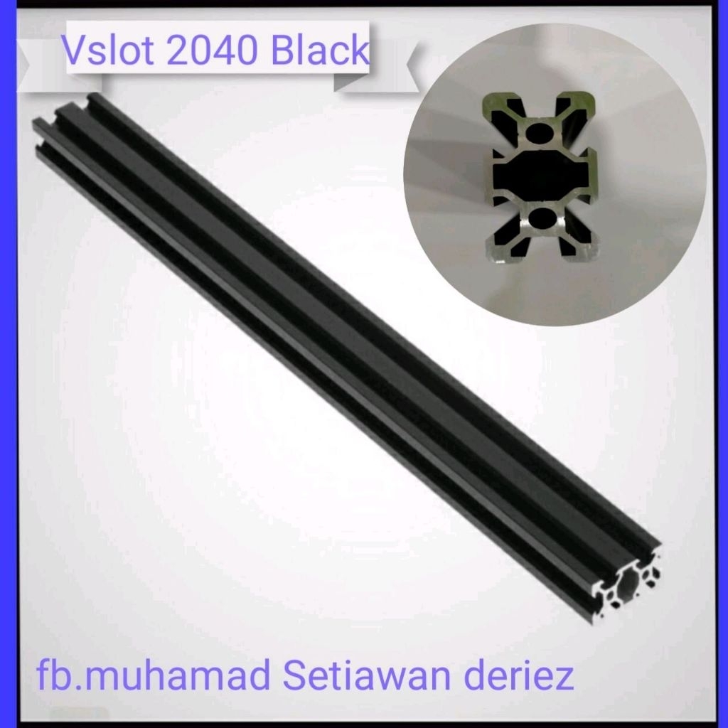 Aluminium profile V-slot 2040 Hitam 6 meter/perbatang MURAH