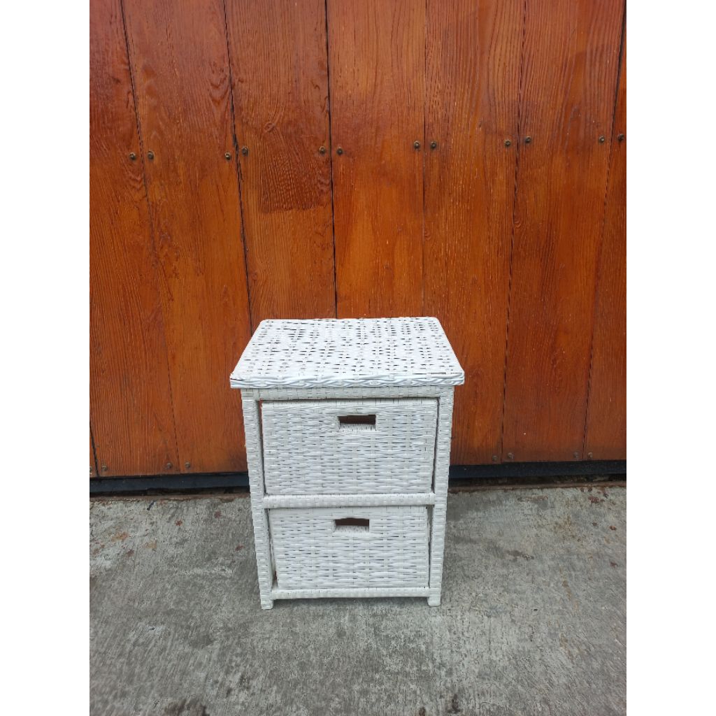 Rak Laci Rotan Sintetis Susun 2 PUTIH