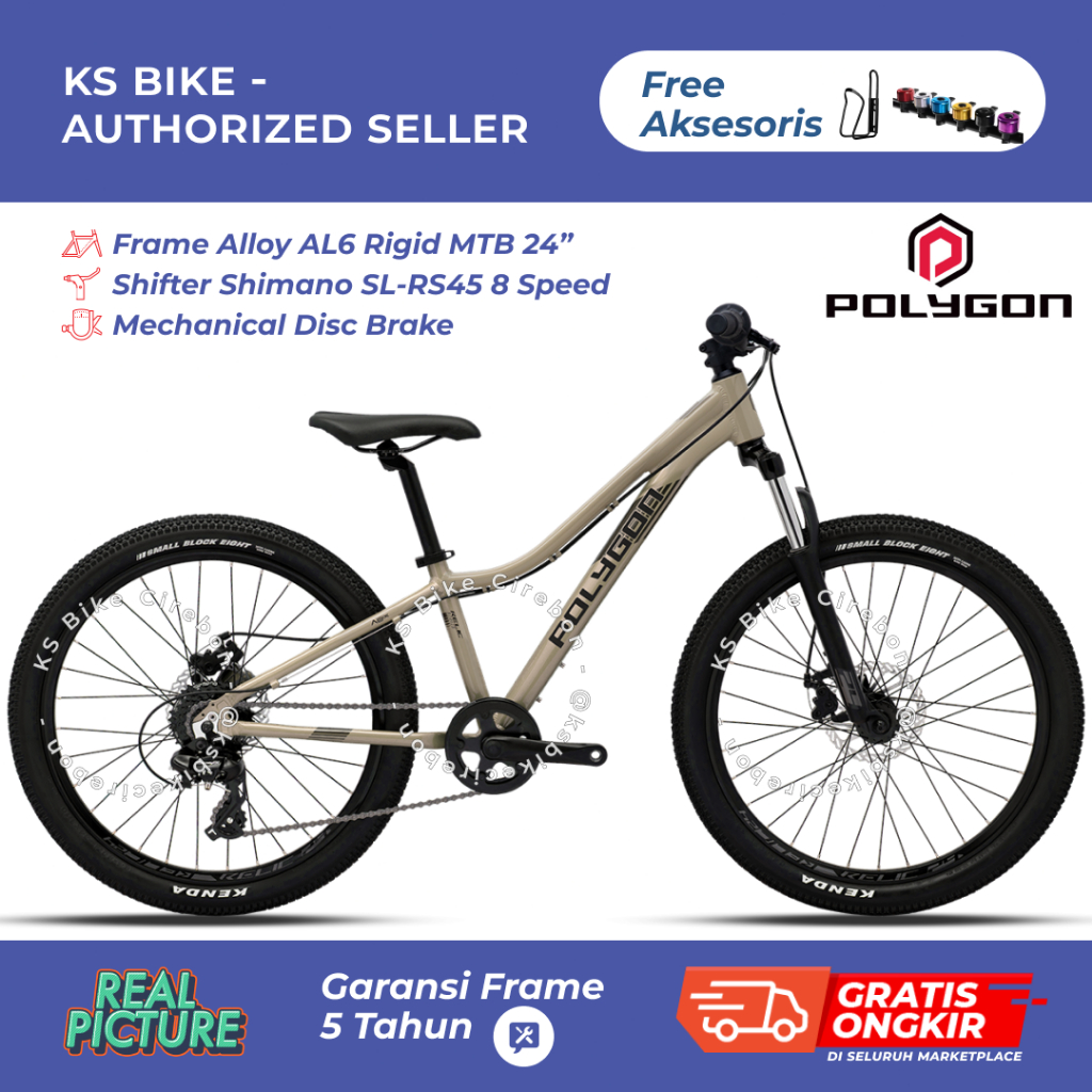 Sepeda Gunung Anak Polygon Relic 24 Inch MTB Junior 8 Speed Rem Cakram Frame Alloy Sepeda MTB Kids P