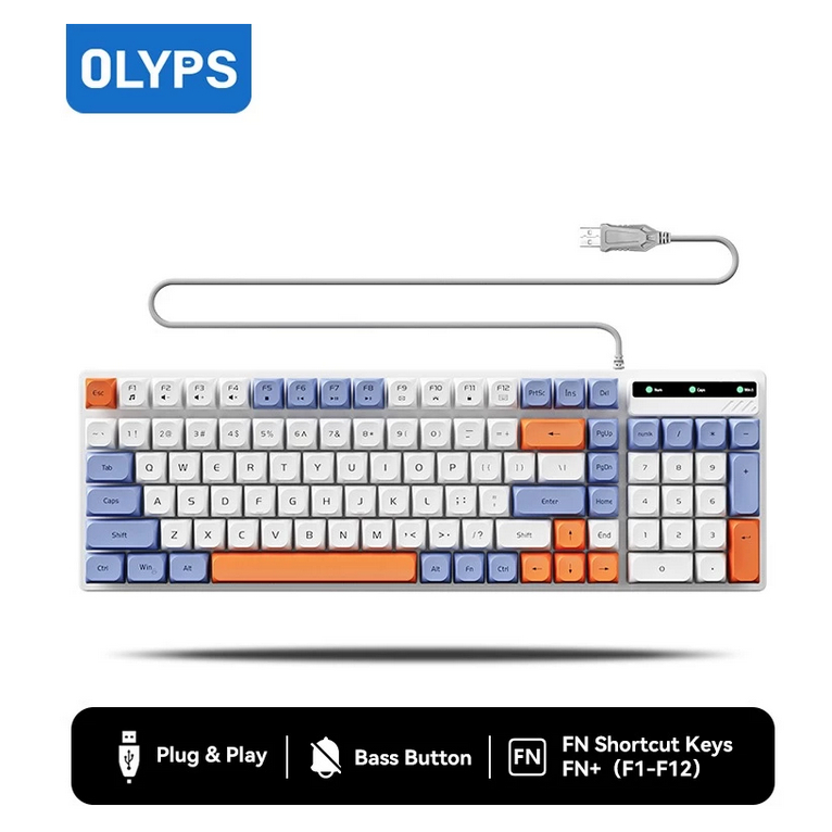 OLYPS Keyboard Laptop USB Kabel Portable 101 Keys Layout Ergonomic Design for PC Laptop - 1.5M Kabel