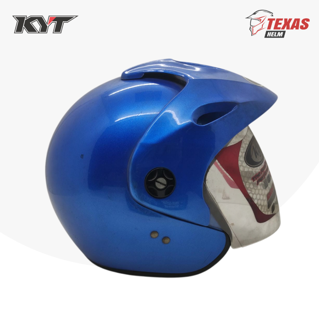 Helm KYT Forza Biru Laut (Cyan Blue) Original 100% - KYT Helmet Classic Solid Half Face