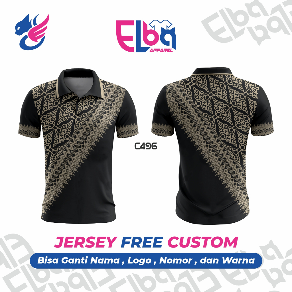 Kaos Jersey Kerah Batik Full Printing free custom