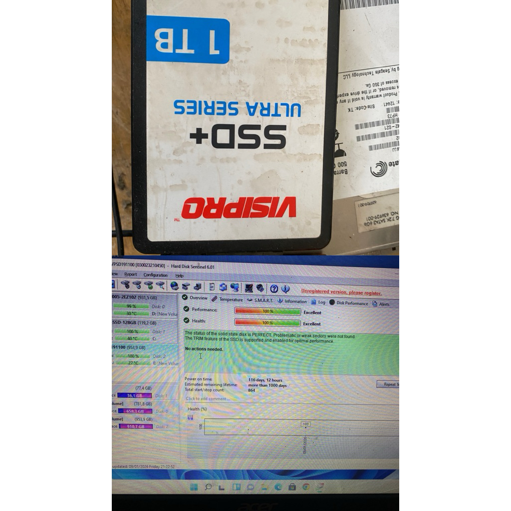 ssd visipro 1tb dan Ssd dst 256gb 100/100