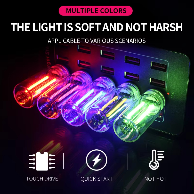 (Dalam stok)Mobil led Lampu Interior Mobil Lampu Sentuh Casing Kaca Lampu Ambient USB Mobil