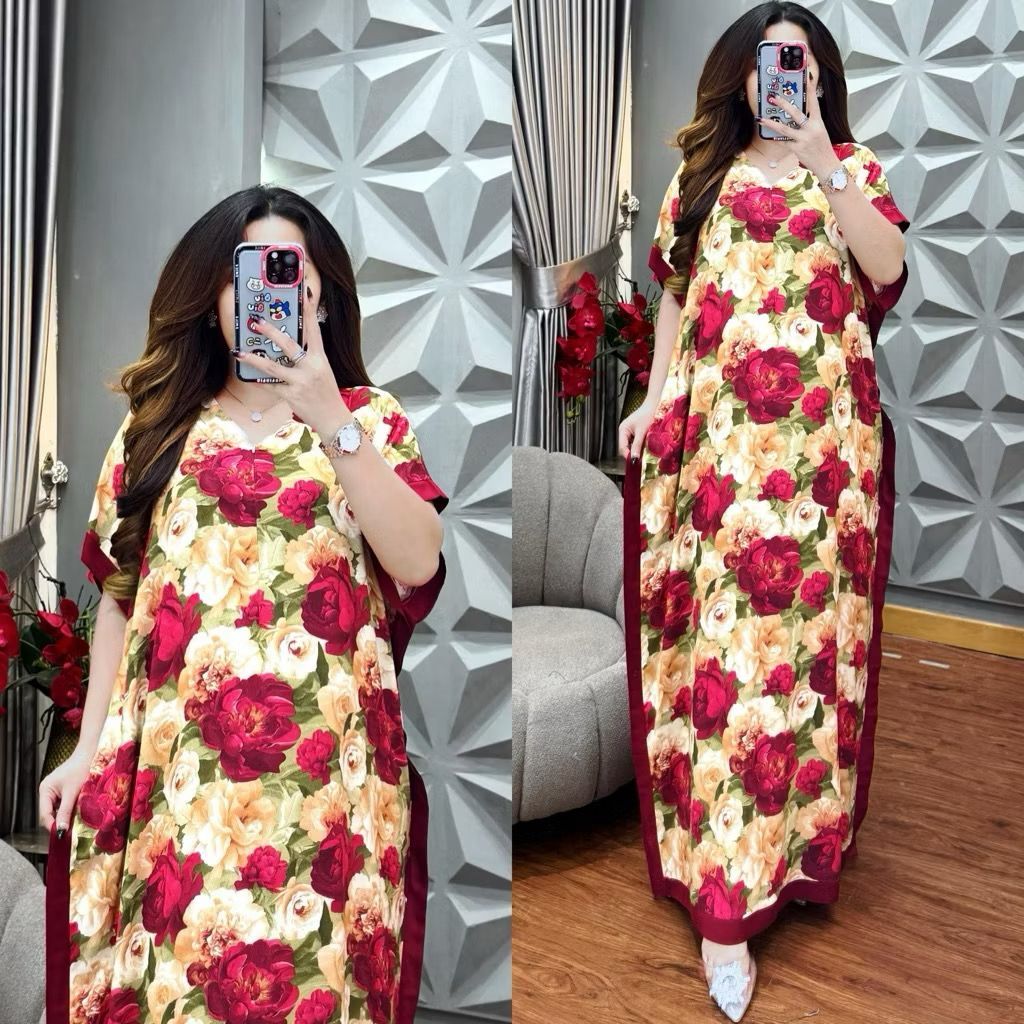 ALEYA KAFTAN RAYON SELETING AKTIF LENGAN PENDEK // KAFTAN WANITA KEKINIAN OOTD // KAFTAN MOTIF TERBA