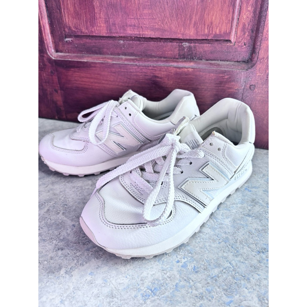 wts NB 574 leather white