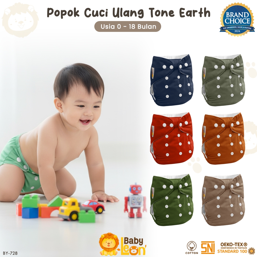 Clodi + Insert Reguler Size Popok Bayi BY-728 Cloth Diaper BABY LEON Clodi Kain Cuci Ulang Baru Lahi